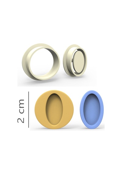 Oval Kurabiye, Bisküvi, Kolye Ucu, Mühür Kalıp Seti - 2 Cm