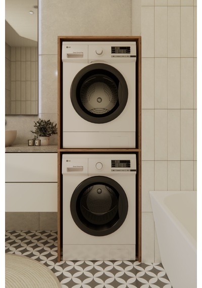 Odaco Premium Çkmd-02 %100 Mdf Çamaşır Ve Kurutma Makinası Dolabı Safir Meşe