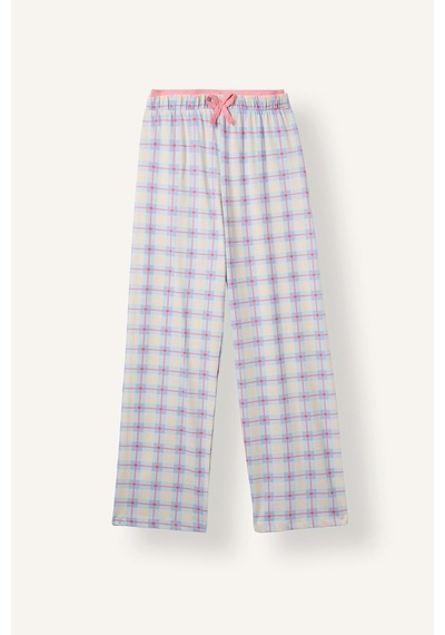 Defacto Uzun Kollu Kalp Baskılı Kareli Alt 2li Pijama Takımı Kız Çocuk I2284a826aube791 Mavi-be791