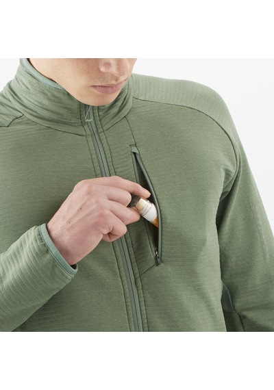 Salomon Essentıal Lıghtwarm Erkek Tam Fermuar Polar Laurel Wreath Lc2111300 Yeşil