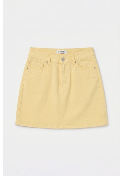 Kadın Sarı 6s6-108 Straight Mini Denim Etek