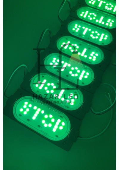 12 Volt 6 Watt Yeşil Stop Yazılı Animasyonlu Çakar Modül Led 5 Adet