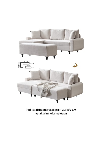 Kagu Corner Flavia Köşe Takımı Puflu Ekru