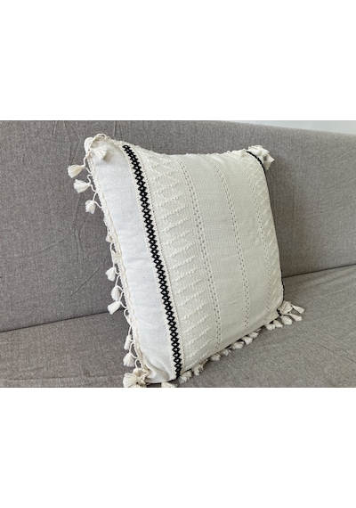 Dnc Home Tekstil Ndchome Özel Tasarım Tekli Keten Krem Kırlent Kılıfı 43 43