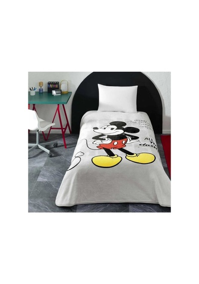 Mickey Mouse Tek Kişilik Battaniye Gri