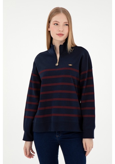 U.S. Polo Assn. Kadın Lacivert Fermuarlı Dik Yaka Sweathirt 50298989-VR033