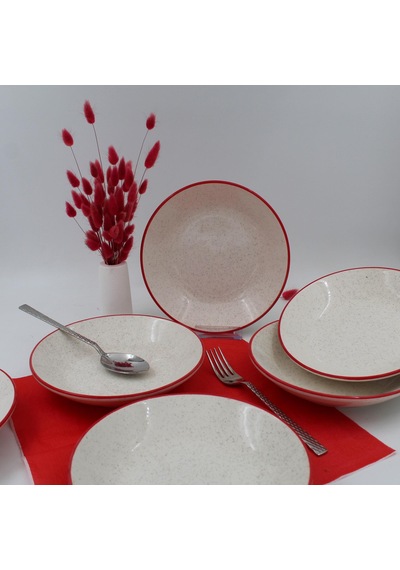 Kiraz 20 Cm Yemek Tabağı 6 Adet Kırmızı