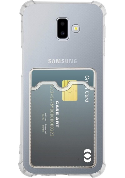 Kvy Samsung Galaxy Uyumlu J6 Plus Kamera Korumalı Kartlıklı Setra Şeffaf Silikon Kılıf
