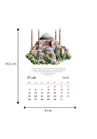 2026 Ayasofya Cami Takvimi Ahşap Ayaklı Ayasofya Cami Temalı Özel Tasarım Takvim