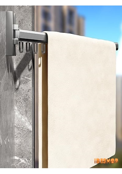 Elbise Kurutma Askısı, Katlanabilir Balkon, Çamaşırhane, Banyo Al Gri
