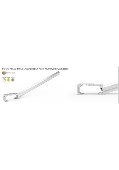 Koral Ayarlı Balkon Çamaşır Askılığı 80x30/60x25 Çok Renkli