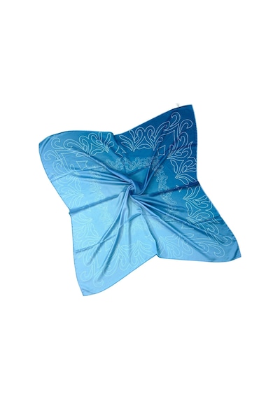 Mim Eşarp Valino Degrade Desenli Şifon Eşarp 90x90 Cm İndigo