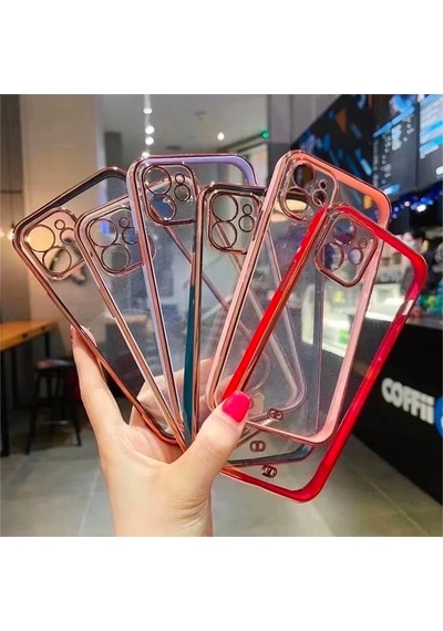 iPhone Uyumlu 12 Mini 5.4inç Gold Çerçeve Kamera Korumalı Bumper Kılıf- 5775 Mh-hs6212-4665