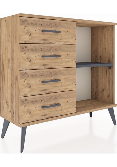 Arges Şifonyer Tek Raflı 4 Çekmeceli 88x30x80 Çam-antrasit/çam Antrasit/çam Arges Şifonyer Tek Raflı 4 Çekmeceli 88x30x80 Çam-antrasit/çam Antrasit/çam