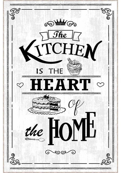 Beyaz Kaymaz Tabanlı Kitchen Yazılı Mutfak Halısı Ar507