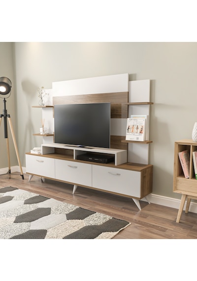 Decorotika Diana Tv Ünitesi Beyaz Ceviz Beyaz - Ceviz