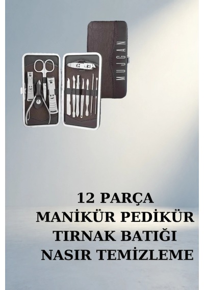 Kompakt Taşınabilir Manikür Seti 12 Parça Paslanmaz Çelik