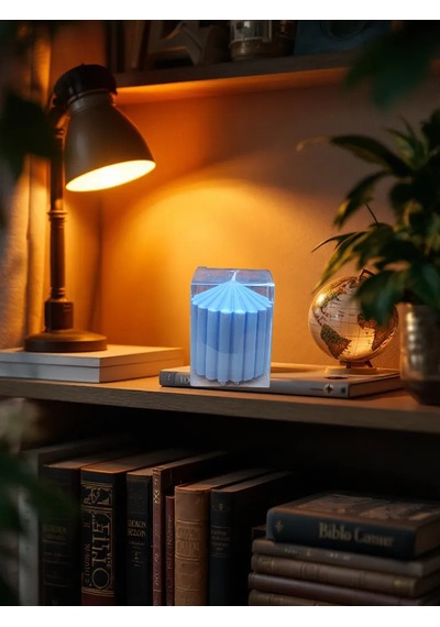 Kokulu Doğal 10cm-7cm Ebatlarda Mavi Renk Dekoratif Mum Açık Mavi