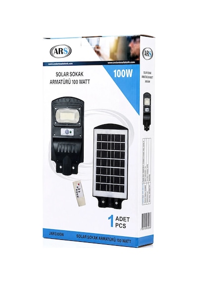 100w - 6500k Solar - Güneş Enerjili Sokak Lambası - Armatür Sensörlü Bahçe-balkon-sokak Ars-348964 Bx40