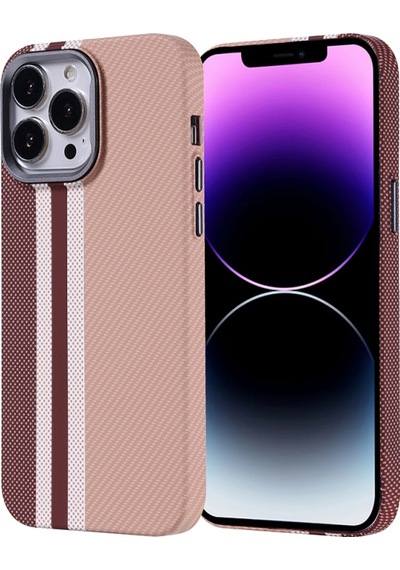 Apple iPhone Uyumlu 14 Pro Max Kılıf Ultra İnce Karbon Tasarımlı Ve Magsafeli Cabix Premium Kapak Gold