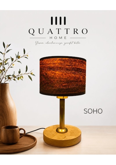 Soho Abajur Doğal Meşe Ahşap Kaplama