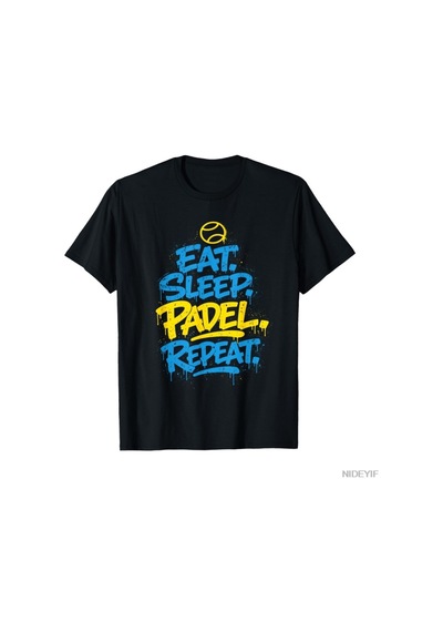 Flood Of Style Padel Player Komik Tekrar Tasarım T-shirt Erkekler Kadınlar Için % 100% Pamuk T Shirt Kısa Ko Siyah