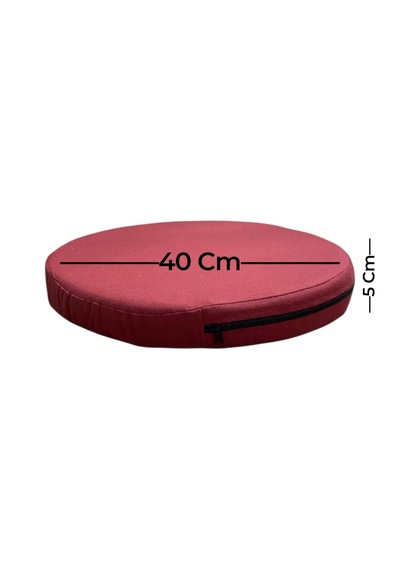 Kreş Anaokulu Yuvarlak Oyun Minderi Aktivite Minderi 40x40x5 Cm - Sandalye Minderi - Bahçe Dekor Minderi Yuvarlak Minder Bordo