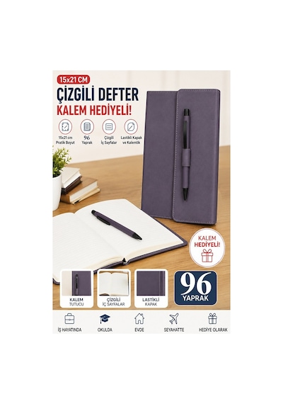 Kaliteli Kapaklı Lastikli Not Defteri A5 15x20cm 1 Adet Lizz Sf3kl Sert Kapak Ciltli 96 Yaprak Çizgili Tükenmez Kalem Lila Kaliteli Kapaklı Lastikli Not Defteri A5 15x20cm 1 Adet Lizz Sf3kl Sert Kapak Ciltli 96 Yaprak Çizgili Tükenmez Kalem Lila