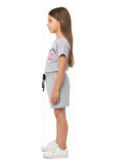 Toontoy Kids Toontoy Kız Çocuk 2'li Şortlu Takım Bisiklet Yaka Düşük Omuz Kısa Kollu Baskılı Tişört - Beli Lastikli Bağlamalı Cepli Şort 25016 Gri Toontoy Kids Toontoy Kız Çocuk 2'li Şortlu Takım Bisiklet Yaka Düşük Omuz Kısa Kollu Baskılı Tişört - Beli Lastikli Bağlamalı Cepli Şort 25016 Gri