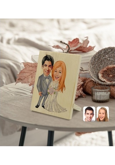 Kişiye Özel Sevgililer Karikatürlü Dekoratif Ahşap Çerçeve Model (539867069)