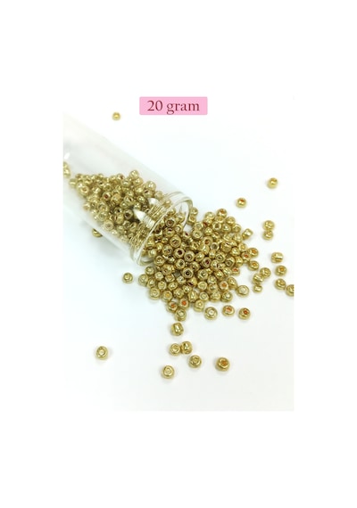 Dökme Cam Kum Boncuk Büyük Boy 6/0 4 Mm - 20 Gram - Altın - Bnc093