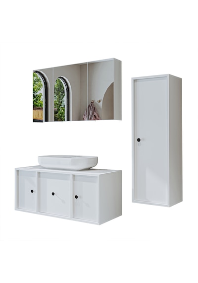Oval Lavabolu Mat Mdf 105 Cm Çekmeceli Banyo Dolabı + Aynalı Dlp Mat Beyaz Oval Lavabolu Mat Mdf 105 Cm Çekmeceli Banyo Dolabı + Aynalı Dlp Mat Beyaz