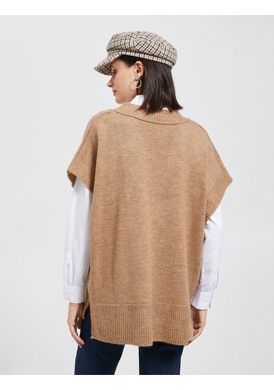 Koton V Yaka Süveter Oversize Deve Tüyü 4wak20012ht 4WAK20012HT100 Taba