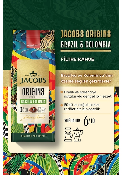 Jacobs Origins Brazil & Colombia Filtre Kahve 200gr Filtre