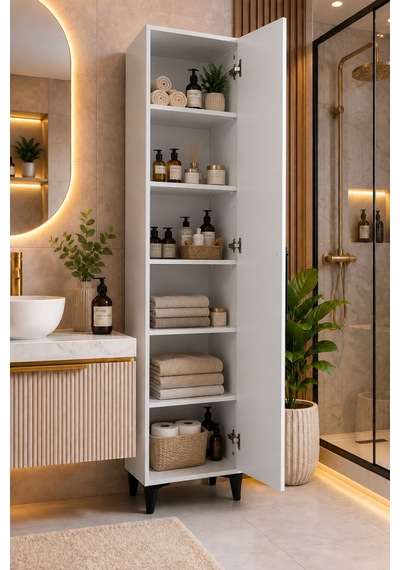 Tek Kapak 6 Raf Ayarlanabilir Raflı Çok Amaçlı Dolap & Elbise, Mutfak, Banyo Çok Amaçlı Dolap Beyaz Beyaz Tek Kapak 6 Raf Ayarlanabilir Raflı Çok Amaçlı Dolap & Elbise, Mutfak, Banyo Çok Amaçlı Dolap Beyaz Beyaz