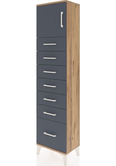Arges Dolap Tek Raflı 7 Çekmeceli Tek Kapaklı 44x30x182 Çam-antrasit Atlas Çam