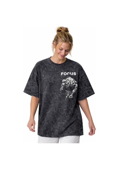 Tasarım Focus Yazılı Gym Bodybuilding Fitness Baskılı Unisex Over Siyah