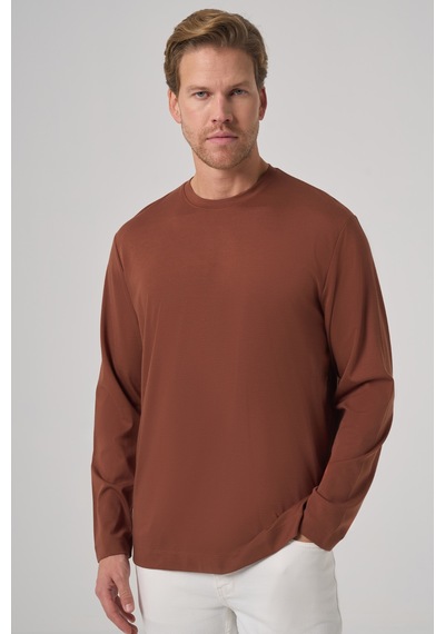 Morven Erkek Kiremit Trend Bisiklet Yaka Rayon Sweatshirt 26ks063005460 Kiremit