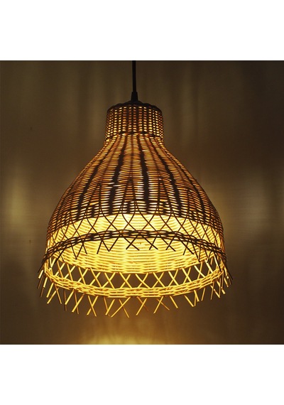 Rattan Bambu Sarkıt Avize: Tulıp 33x40cm Hasır