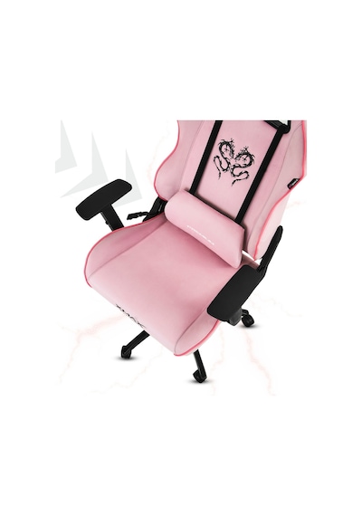 Rio Balerion Terletmez Kadife Kumaş Pembe Gaming Oyuncu Koltuğu -9 Beyaz