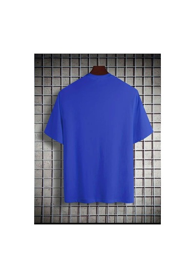 Medinenur Göğüs Baskılı Basic T-shirt Mavi