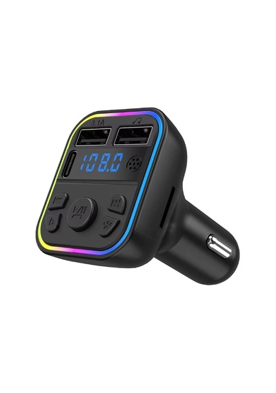 Tr Aft-12 Bluetooth 5.0 Araç İçi Fm Transmitter - 3 Portlu 2x Usb-a + 1x Usb-c Rgb Led Ekranlı Şarj Cihazı Aft-