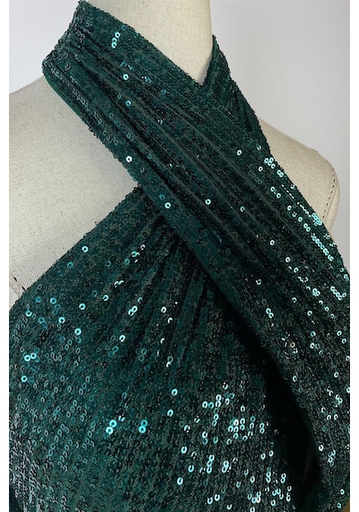 Ges Moda G0605 Halter Yaka Payet Elbise Zümrüt-zümrüt