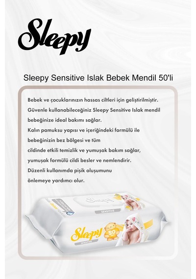 Sleepy Sensitive Islak Bebek Mendil 50'li 5 Al 4 Öde Ve Rosie Pamuk
