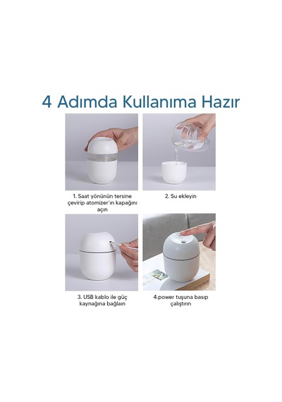 Modern Tasarımlı Hava Nemlendirici - Ferahlatıcı Nemlendirme Ve Aromaterapi Deneyimi - Gece Işığında Terapi Etki