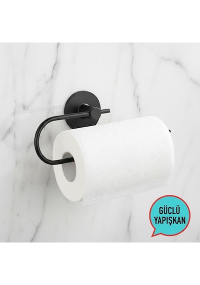 Mat Siyah Kağıt Havluluk Duvara Monte Metal Tuvalet Kağıdı, Kağıt Havlu Askısı 25 Cm, Güçlü Yapışkanl Diğer