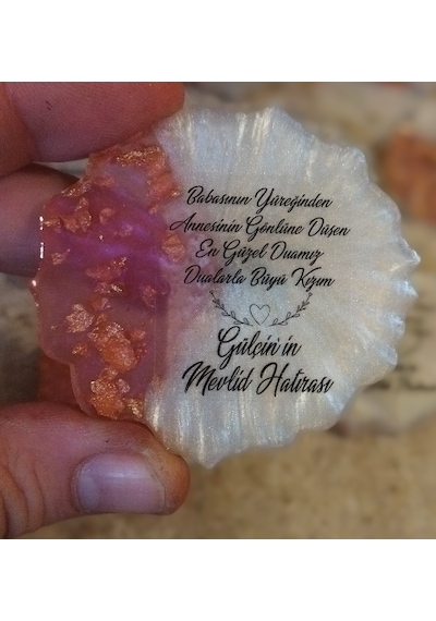 Epoksi Magnet 25 Ad Pembe Söz Nişan Nikah Düğün Sünnet Hediye No1