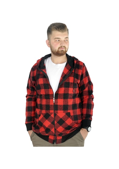 Mode Xl Erkek Oduncu Kapsonlu Sweat Pocket 21574 Kırmızı 001