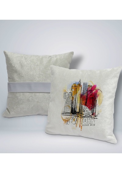Bk Gift Kişiye Özel İsimli Newyork Tasarımlı Kare Araç Koltuk Yastığı-1 Sarı