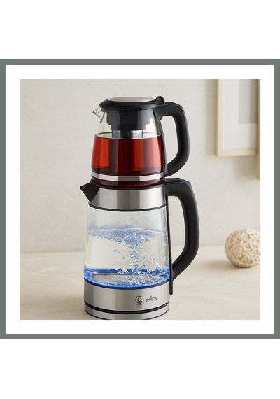 Bezos 2'si 1 Arada Elektrikli Çay Makinesi Ve Kettle 2l+1.2l Çelik Mmbz